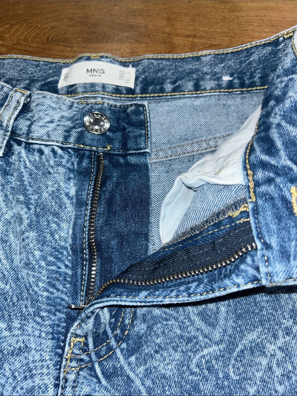 MNG Mango Women’s Paisley Print Straight Leg Jeans Size 2 High Rise Blue Denim - Picture 5 of 11